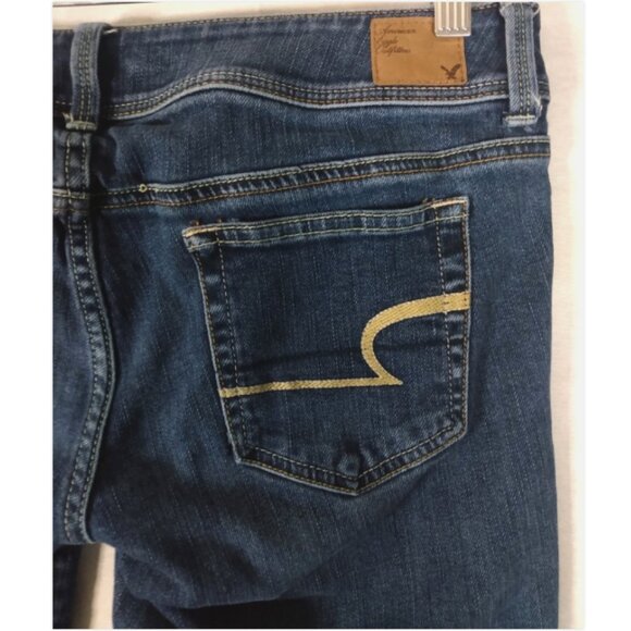 American Eagle Slim Boot Bootcut Jeans Women's 8 Regular Stretch Low Rise Dark - Picture 2 of 5